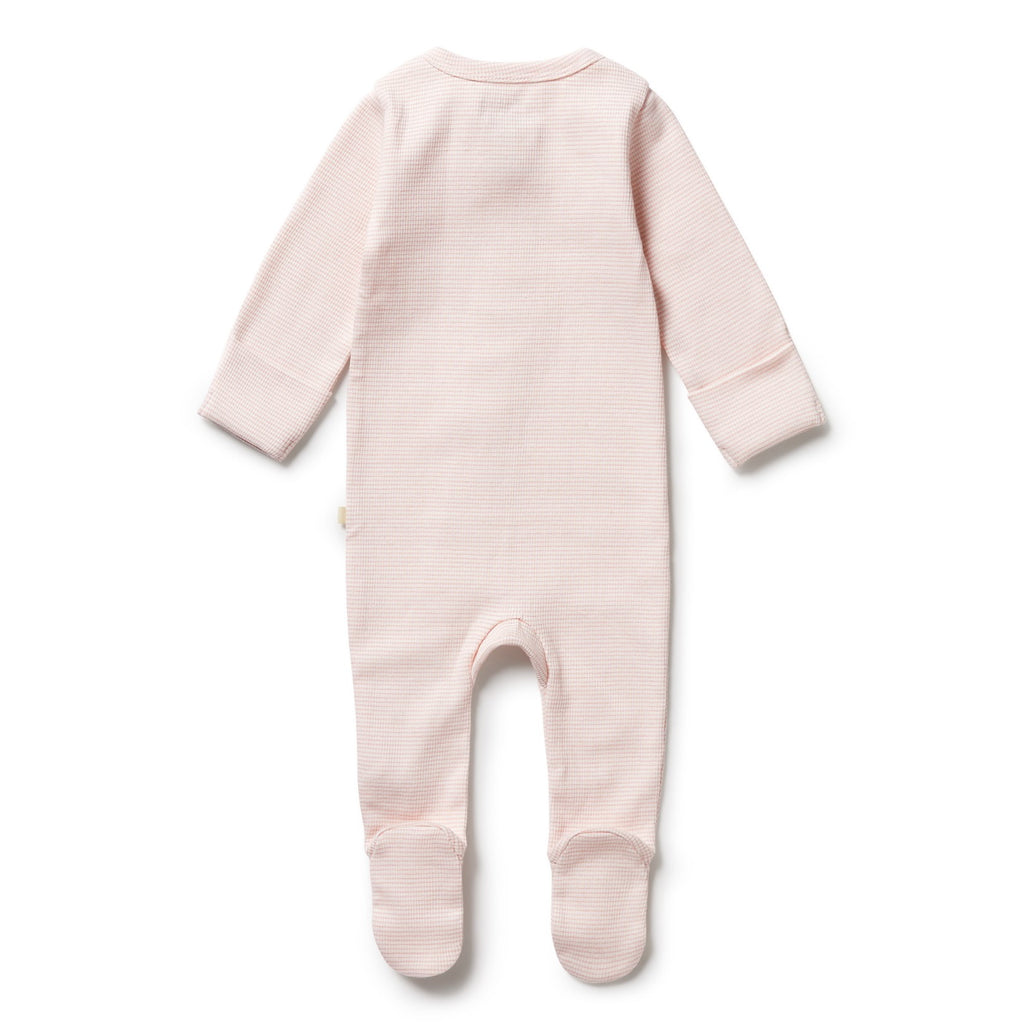 Organic Stripe Rib Zipsuit with Feet Cantaloupe
