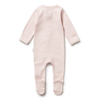 Organic Stripe Rib Zipsuit with Feet Cantaloupe