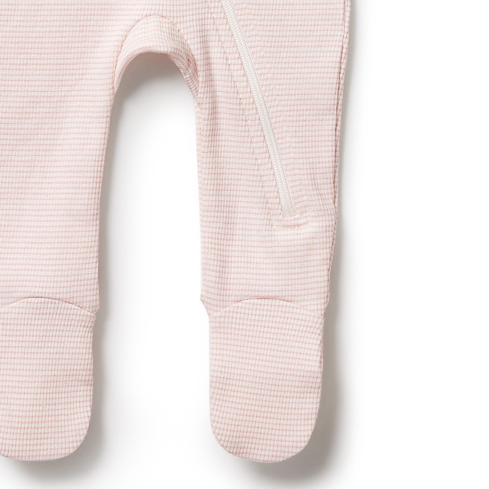 Organic Stripe Rib Zipsuit with Feet Cantaloupe