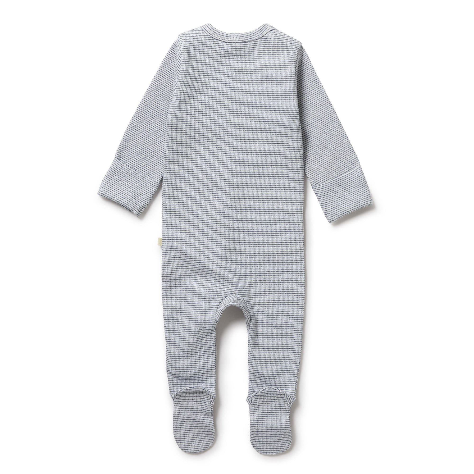 Organic Stripe Rib Zipsuit with Feet Rain Drop