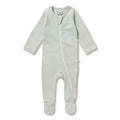 Organic Stripe Rib Zipsuit with Feet Fern
