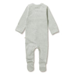 Organic Stripe Rib Zipsuit with Feet Fern