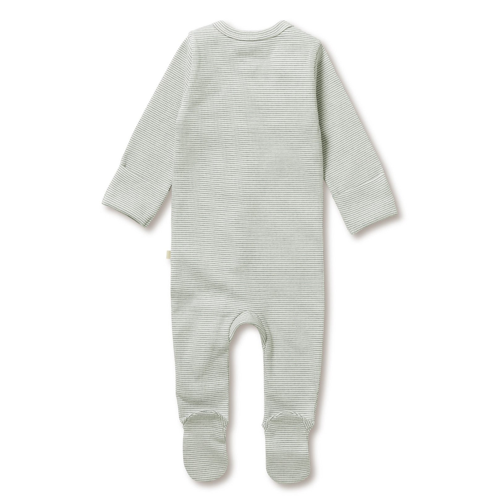 Organic Stripe Rib Zipsuit with Feet Fern