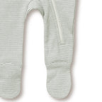 Organic Stripe Rib Zipsuit with Feet Fern