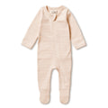 Organic Stripe Rib Zipsuit with Feet Dusk