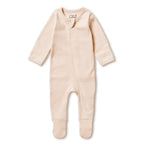 Organic Stripe Rib Zipsuit with Feet Dusk