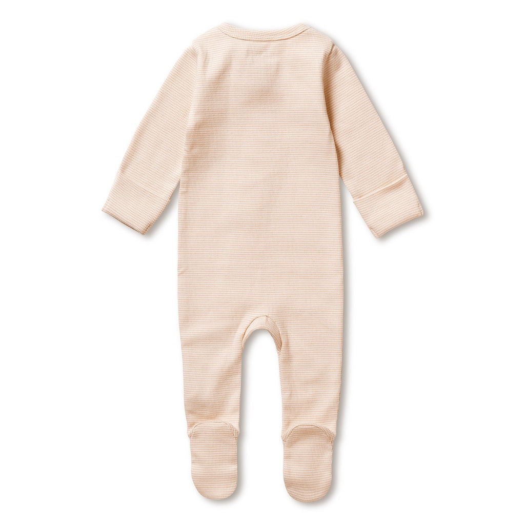 Organic Stripe Rib Zipsuit with Feet Dusk