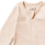 Organic Stripe Rib Zipsuit with Feet Dusk