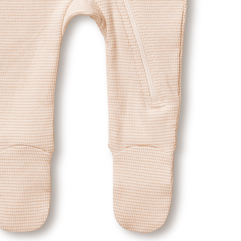 Organic Stripe Rib Zipsuit with Feet Dusk