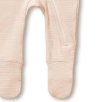 Organic Stripe Rib Zipsuit with Feet Dusk