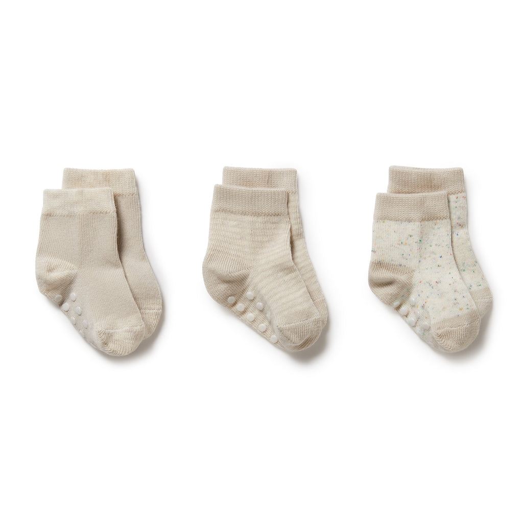 Organic 3 Pack Baby Socks Clay