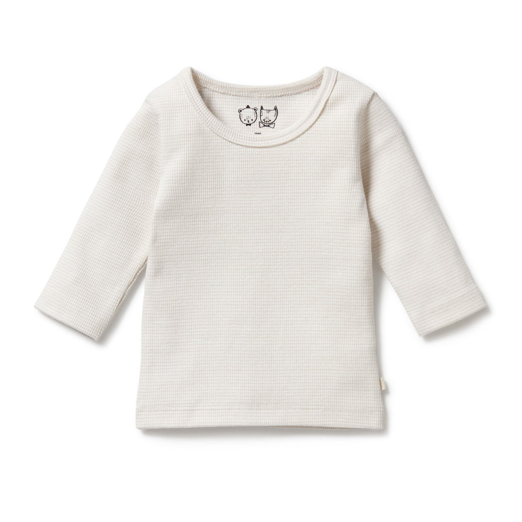 Organic Stripe Rib Long Sleeved Top Clay