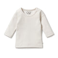 Organic Stripe Rib Long Sleeved Top Clay