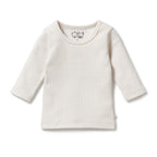 Organic Stripe Rib Long Sleeved Top Clay