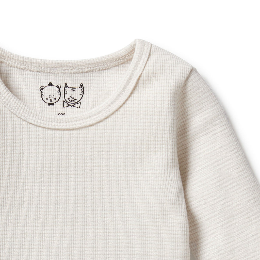 Organic Stripe Rib Long Sleeved Top Clay