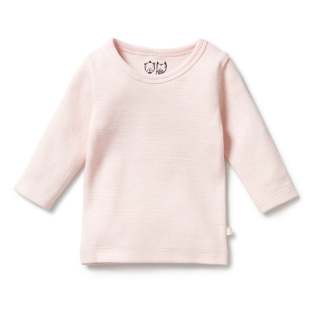 Organic Stripe Rib Long Sleeved Top Cantaloupe
