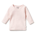 Organic Stripe Rib Long Sleeved Top Cantaloupe