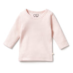 Organic Stripe Rib Long Sleeved Top Cantaloupe