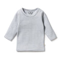 Organic Stripe Rib Long Sleeved Top Rain Drop