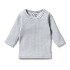 Organic Stripe Rib Long Sleeved Top Rain Drop