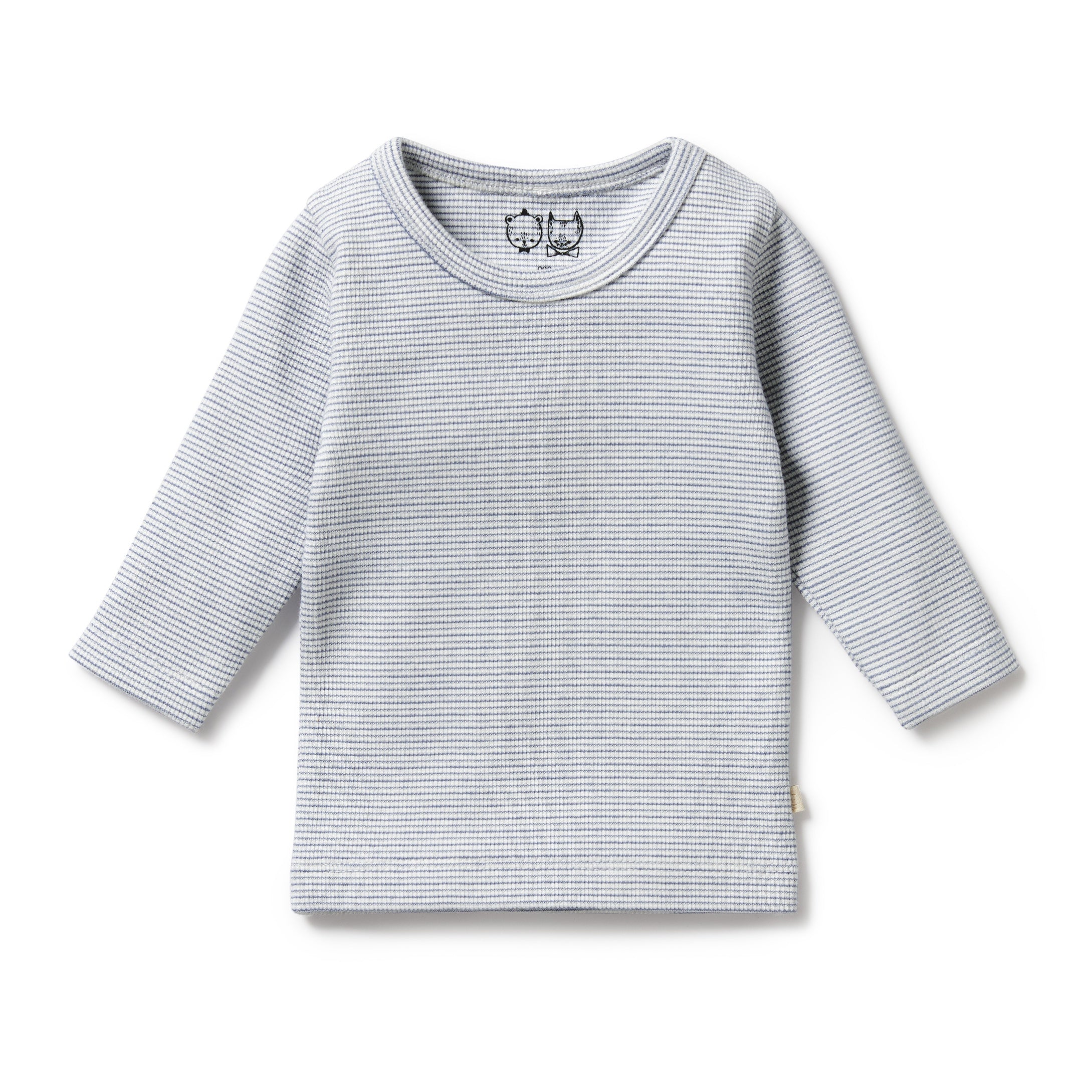 Organic Stripe Rib Long Sleeved Top Rain Drop