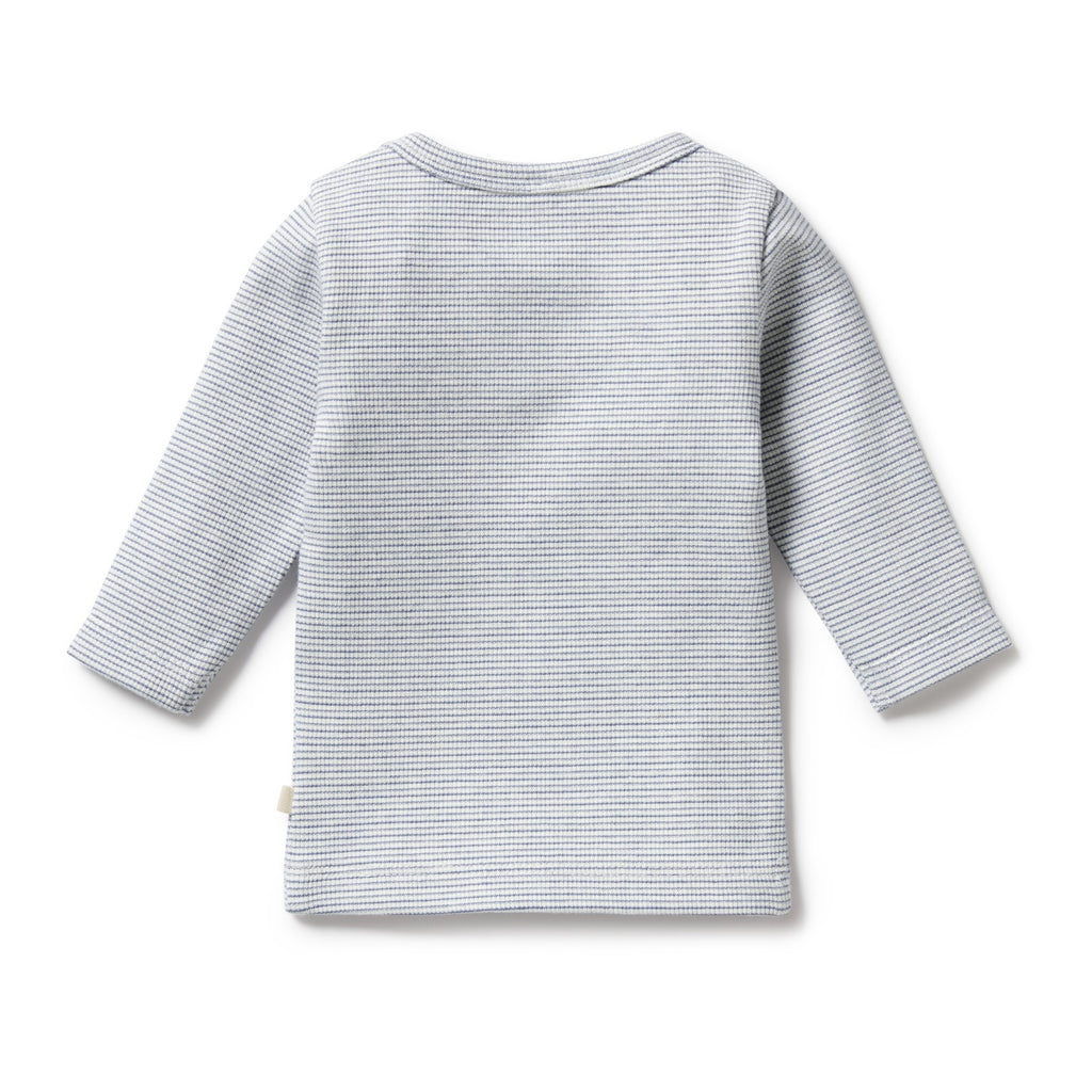Organic Stripe Rib Long Sleeved Top Rain Drop