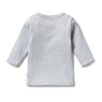 Organic Stripe Rib Long Sleeved Top Rain Drop