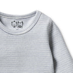 Organic Stripe Rib Long Sleeved Top Rain Drop