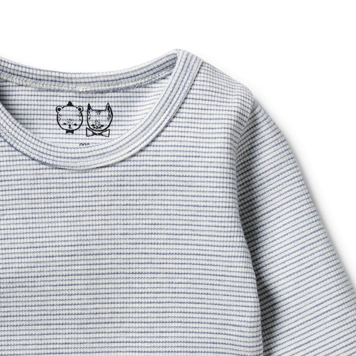 Organic Stripe Rib Long Sleeved Top Rain Drop