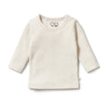 Organic Stripe Rib Long Sleeved Top Oatmeal
