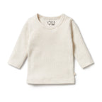 Organic Stripe Rib Long Sleeved Top Oatmeal