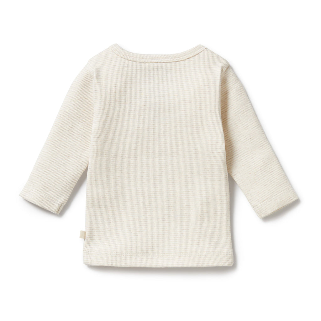 Organic Stripe Rib Long Sleeved Top Oatmeal