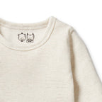 Organic Stripe Rib Long Sleeved Top Oatmeal