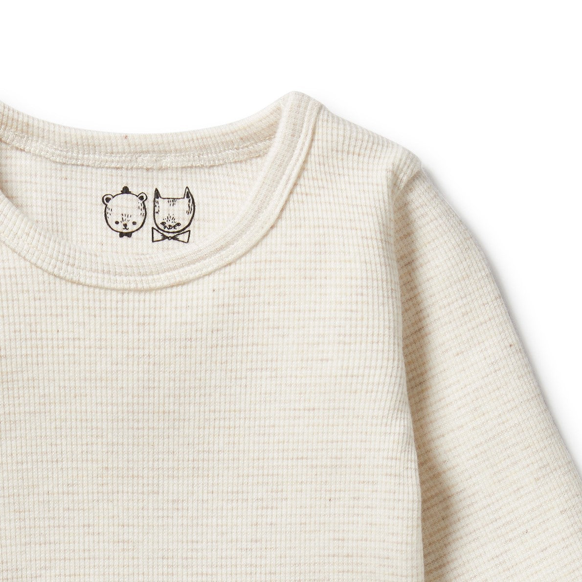 Organic Stripe Rib Long Sleeved Top Oatmeal