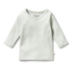 Organic Stripe Rib Long Sleeved Top Fern