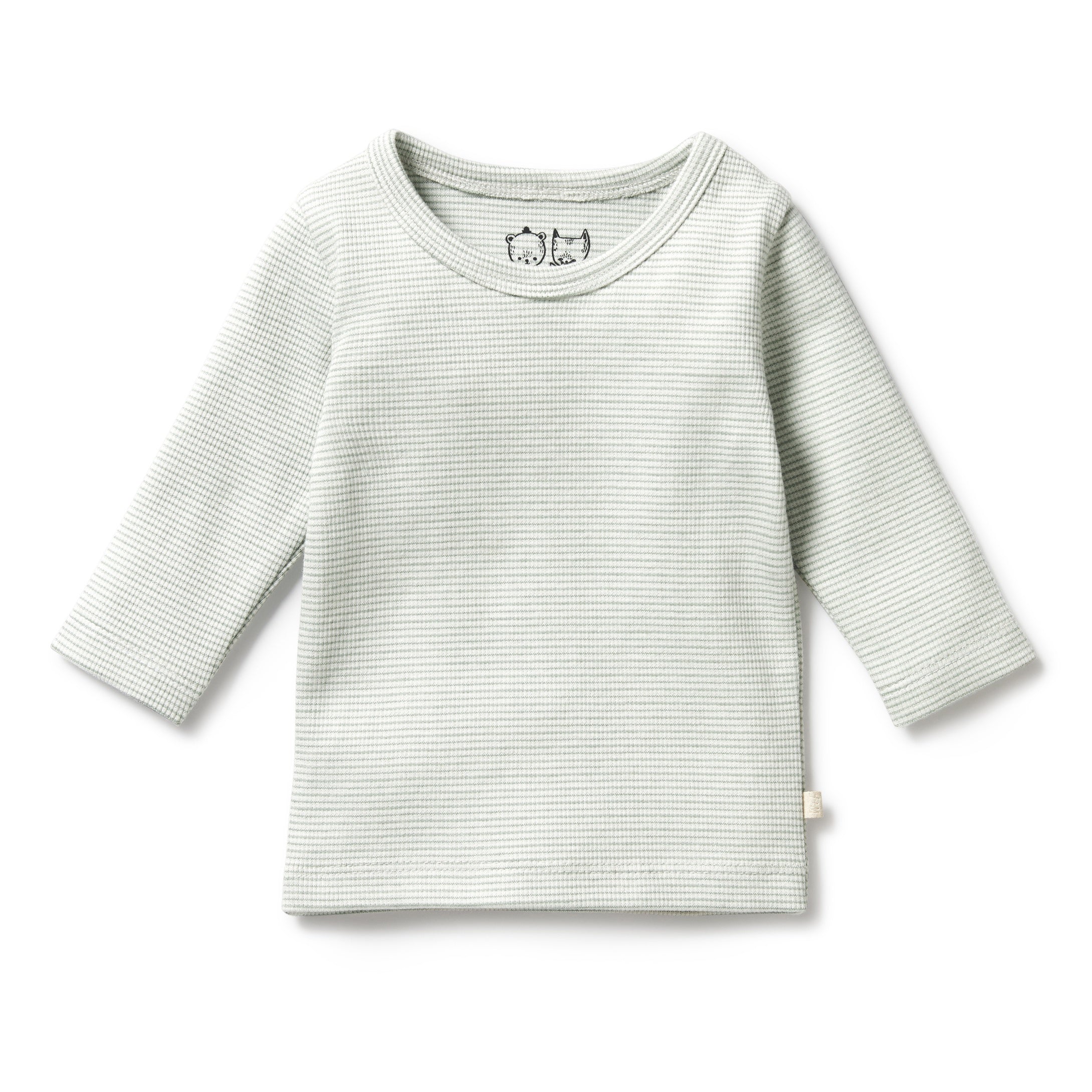 Organic Stripe Rib Long Sleeved Top Fern