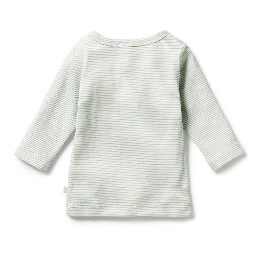 Organic Stripe Rib Long Sleeved Top Fern