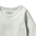 Organic Stripe Rib Long Sleeved Top Fern