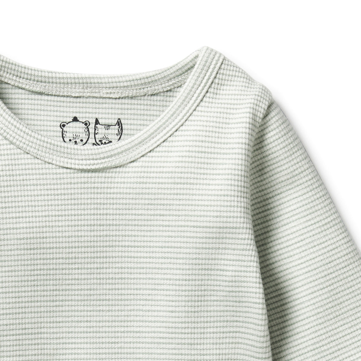 Organic Stripe Rib Long Sleeved Top Fern