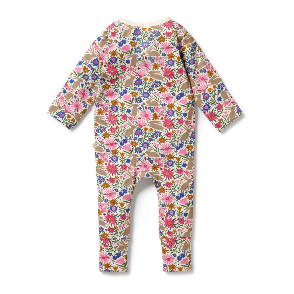 Organic Zipsuit With Feet - Bunny Hop