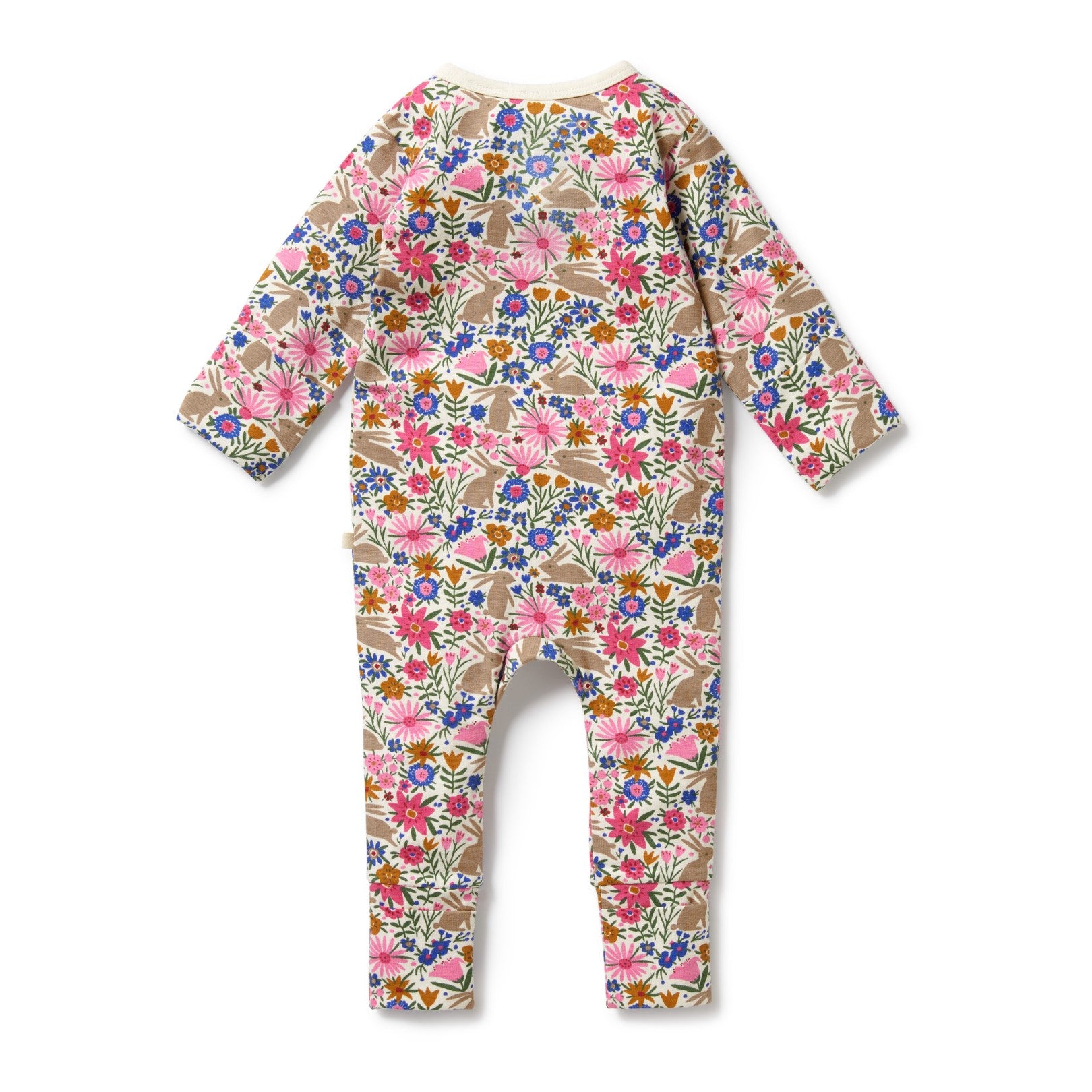 Organic Zipsuit With Feet - Bunny Hop