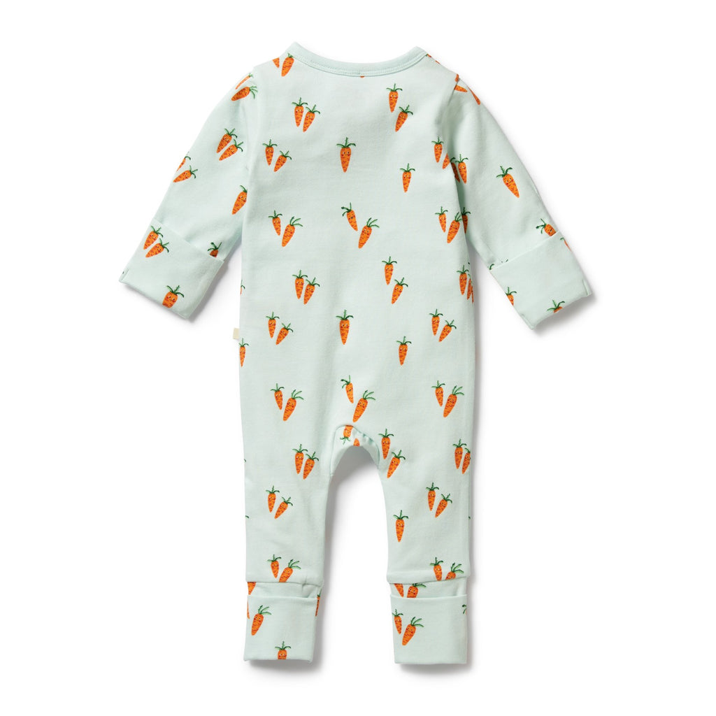Organic Zipsuit With Feet - Cute Carrots