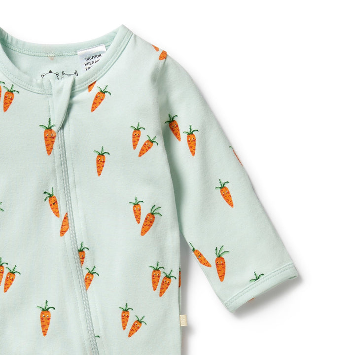 Wilson and Frenchy Organic Zipsuit With Feet - Cute Carrots