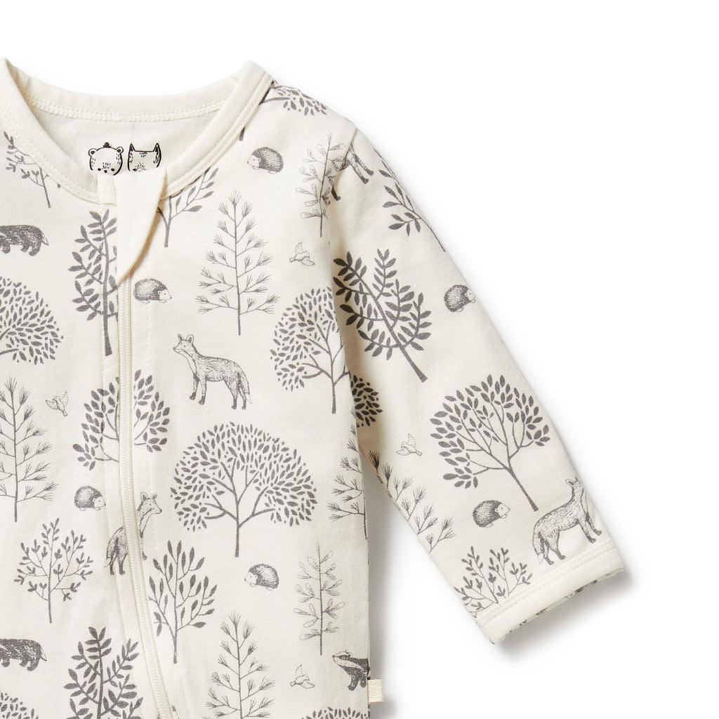 Organic Zipsuit with Feet - Woodland