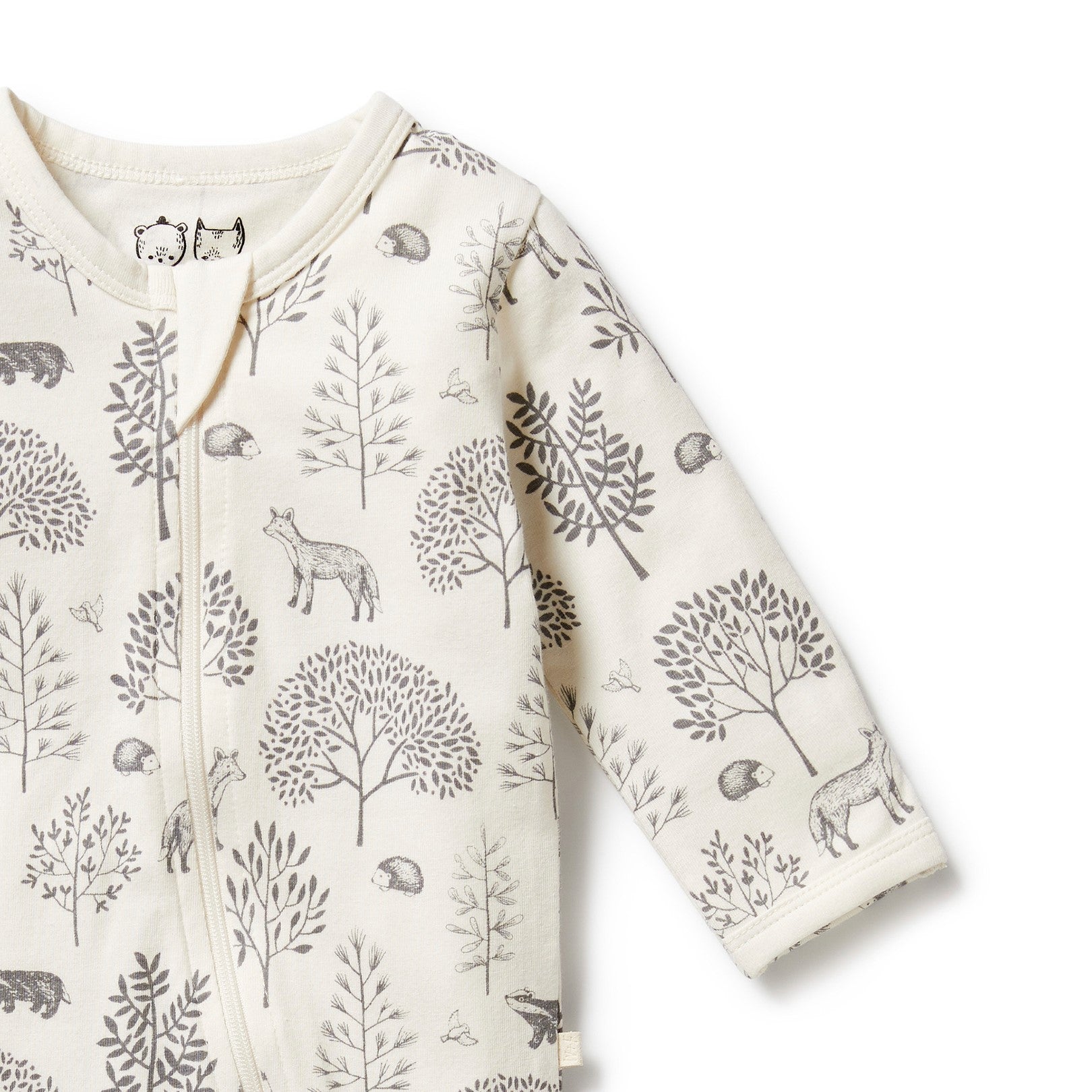 Organic Zipsuit with Feet - Woodland