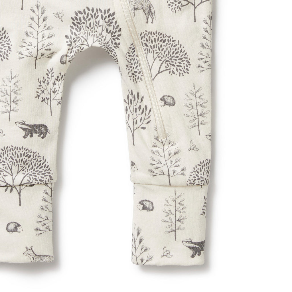 Organic Zipsuit with Feet - Woodland