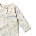 Organic Zipsuit with Feet - Sail Away