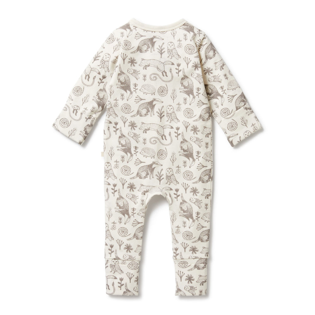 Organic Zipsuit with Feet - Tribal Woods