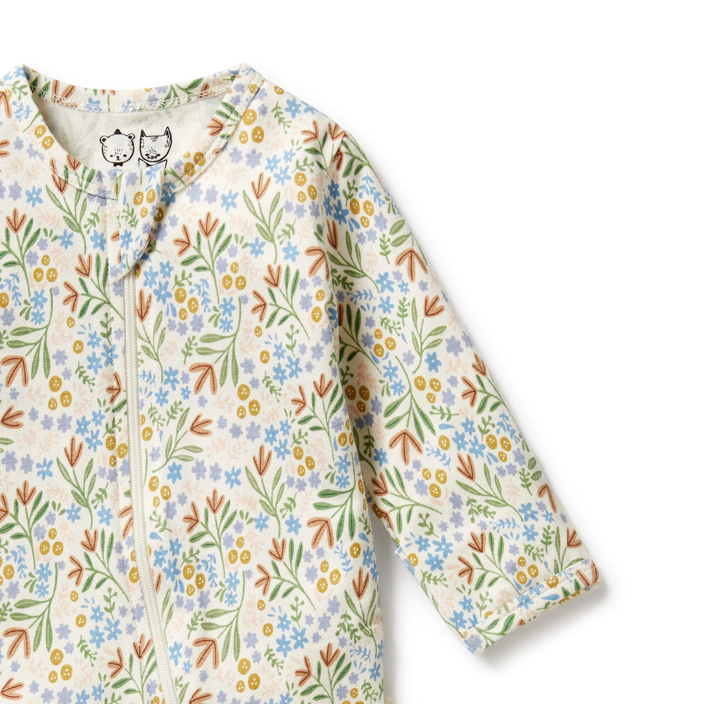 Organic Zipsuit with Feet - Tinker Floral