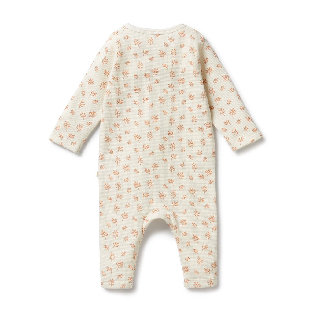 Organic Waffle Ruffle Zipsuit - Winter Bloom